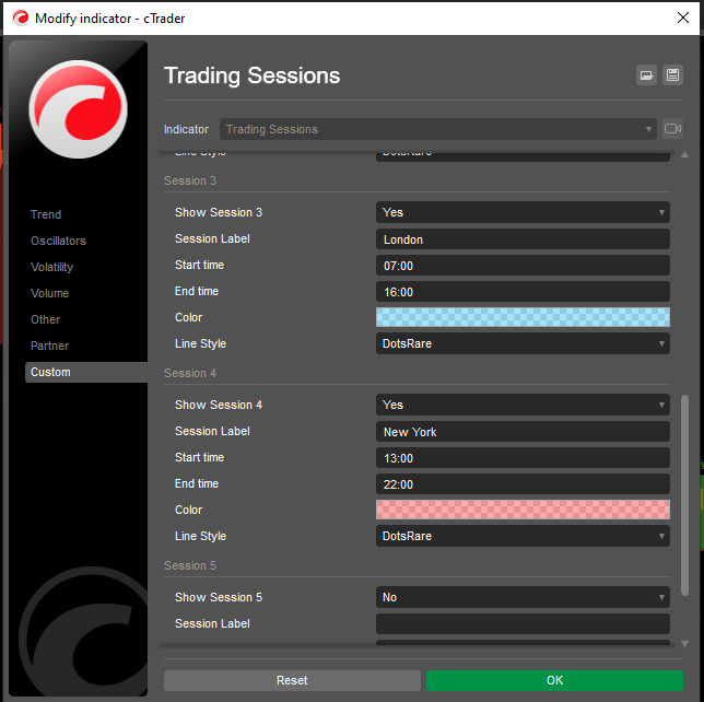 AlgoCreators | Trading Sessions indicator for cTrader